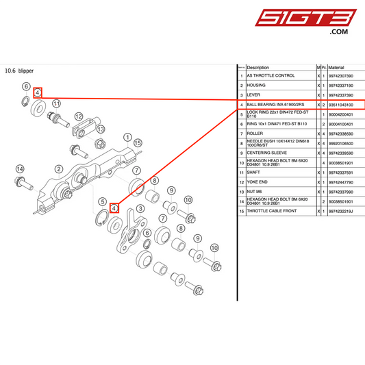 BALL BEARING INA 61900/2RS - 93511043100 [PORSCHE 997.2 GT3 Cup]