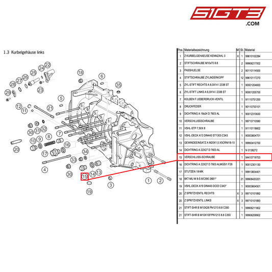 SCREW PLUG - 94410719703 [PORSCHE 997.1 GT3 R]