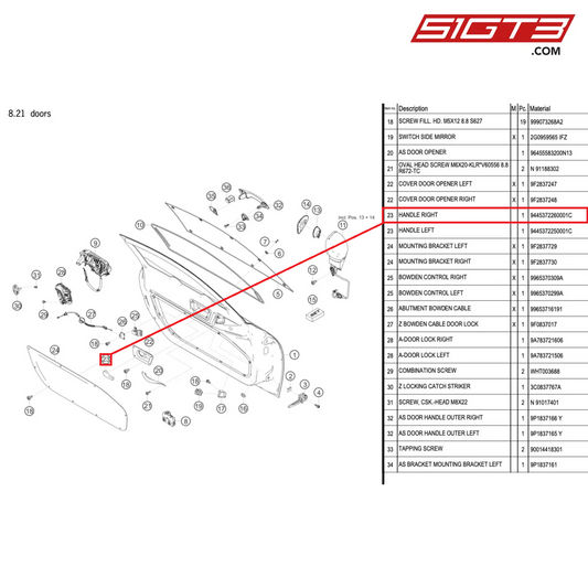 HANDLE RIGHT - 9445372260001C [PORSCHE 718 Cayman GT4 Clubsport]