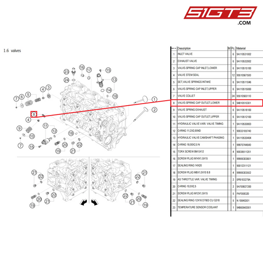VALVE-SPRING CAP OUTLET,LOWER - 94810515301 [PORSCHE 718 Cayman GT4 Clubsport]
