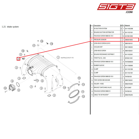 PRESSURE SENSOR - 94860618000 [PORSCHE 718 Cayman GT4 Clubsport]