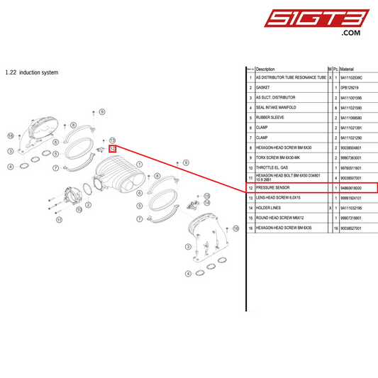 PRESSURE SENSOR - 94860618000 [PORSCHE 991.1 GT3 Cup (2017)]