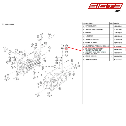 OIL PRESSURE SENSOR W.TEMPERATURE SENSOR - 94860621300 [PORSCHE 991.2 GT3 Cup]