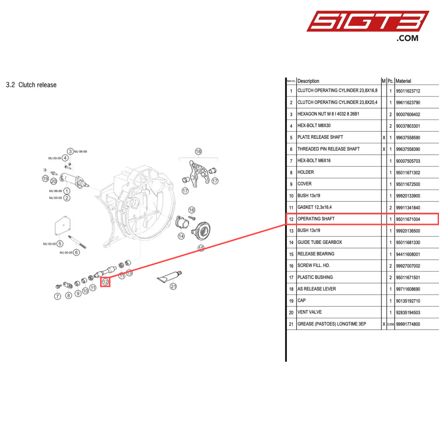 OPERATING SHAFT - 95011671004 [PORSCHE 996 GT3 Cup]