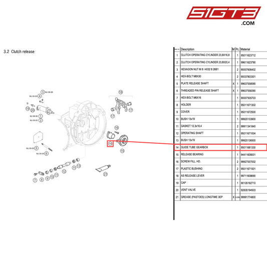 GUIDE TUBE GEARBOX - 95011681330 [PORSCHE 996 GT3 Cup]