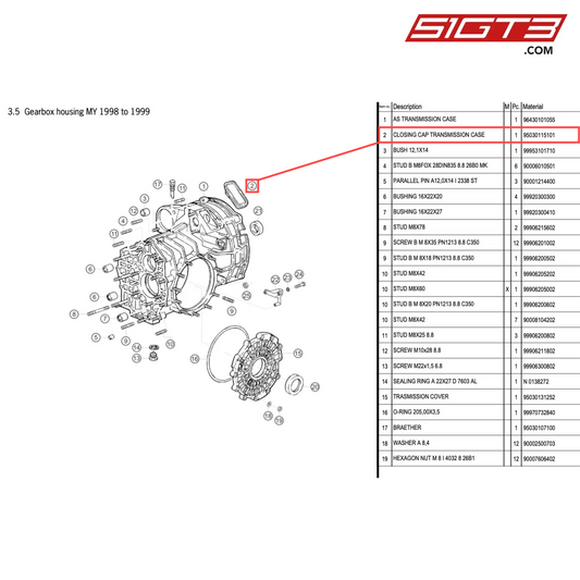 CLOSING CAP TRANSMISSION CASE - 95030115101 [PORSCHE 996 GT3 Cup]