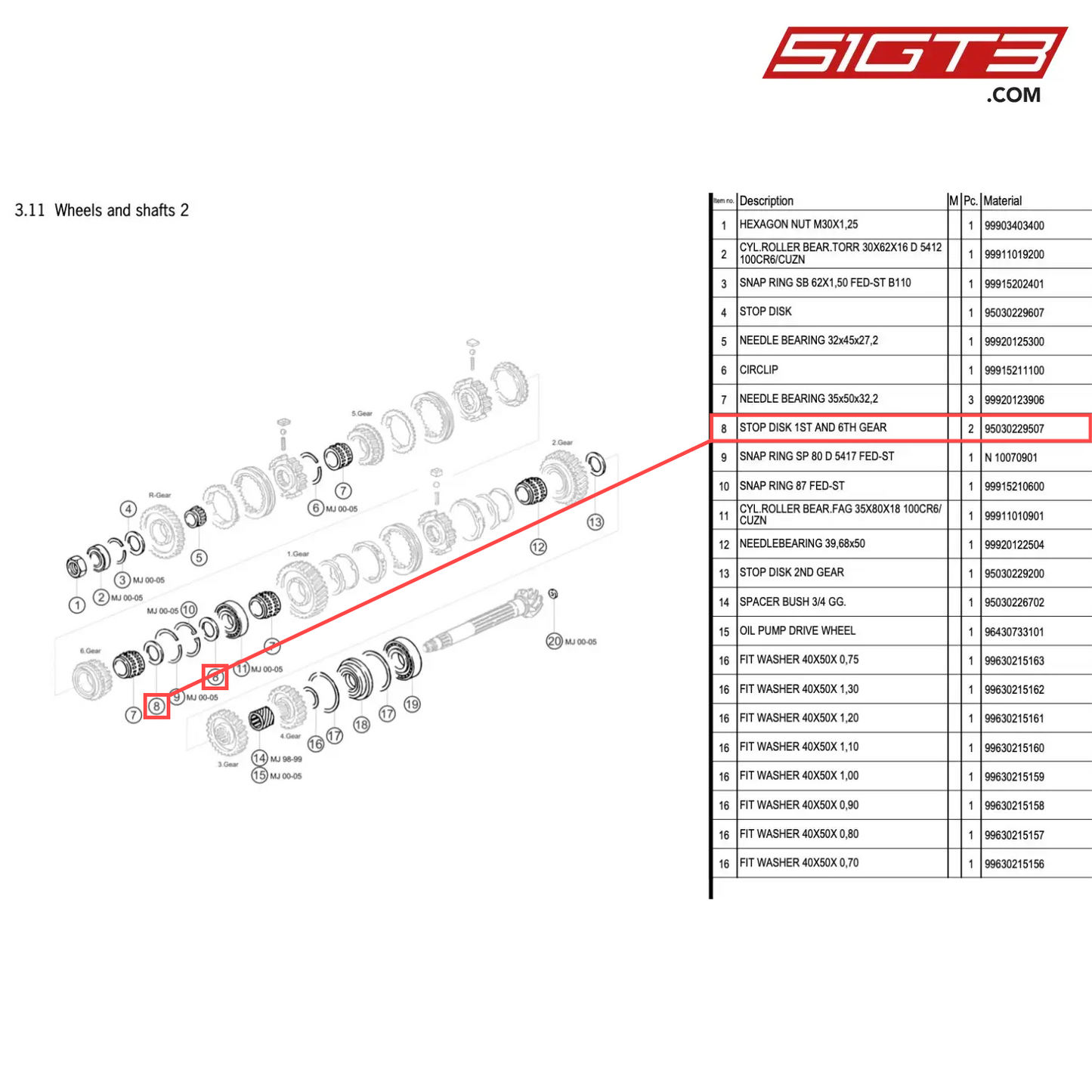 STOP DISK 1ST AND 6TH GEAR - 95030229507 [PORSCHE 996 GT3 Cup]