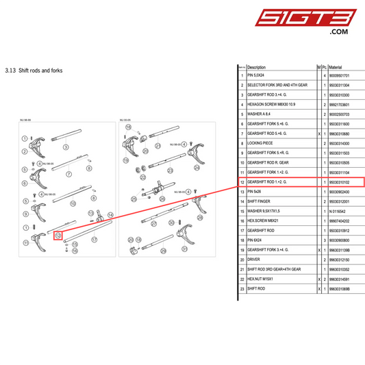 GEARSHIFT ROD 1.+2. G. - 95030310102 [PORSCHE 996 GT3 Cup]