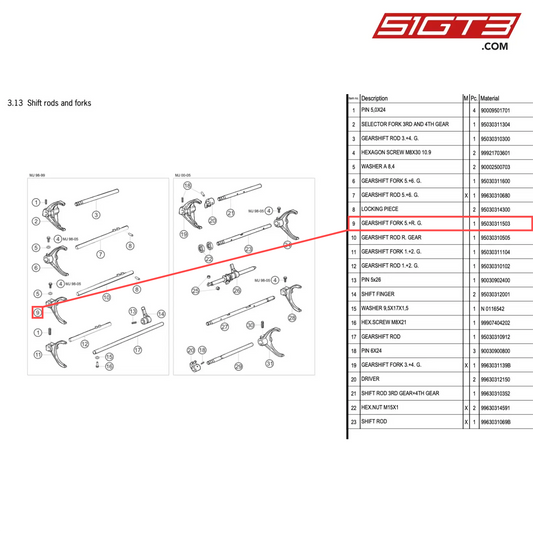 GEARSHIFT FORK 5.+R. G. - 95030311503 [PORSCHE 996 GT3 Cup]