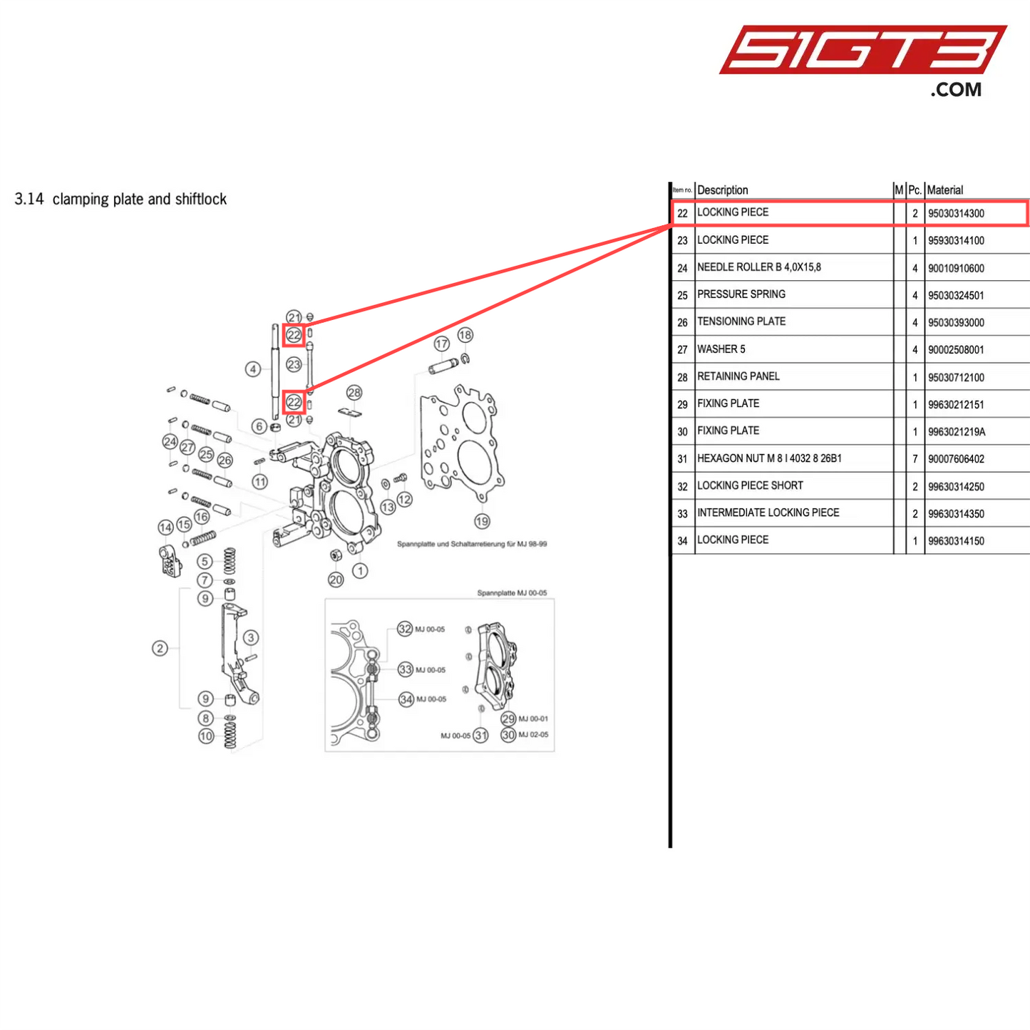 LOCKING PIECE - 95030314300 [PORSCHE 996 GT3 Cup]