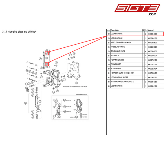 LOCKING PIECE - 95030314300 [PORSCHE 996 GT3 Cup]