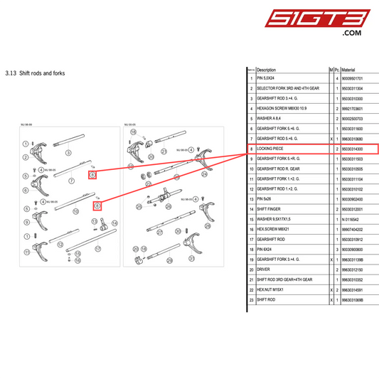 LOCKING PIECE - 95030314300 [PORSCHE 996 GT3 Cup]