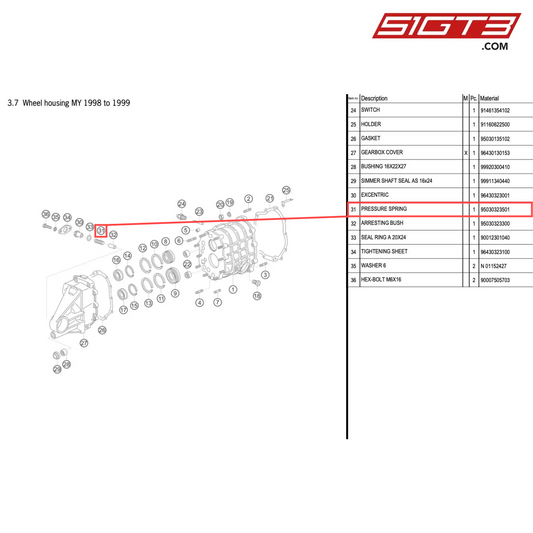 PRESSURE SPRING - 95030323501 [PORSCHE 996 GT3 Cup]