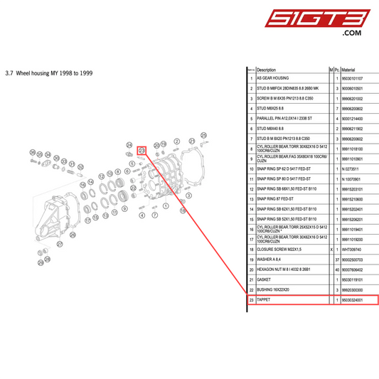 TAPPET - 95030324001 [PORSCHE 996 GT3 Cup]