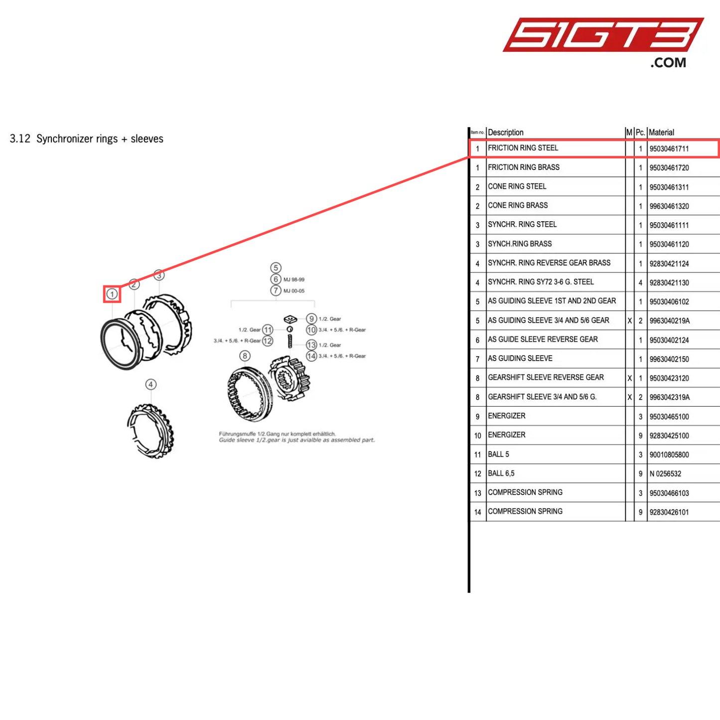 FRICTION RING STEEL - 95030461711 [PORSCHE 996 GT3 Cup]