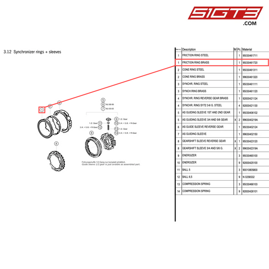 FRICTION RING BRASS - 95030461720 [PORSCHE 996 GT3 Cup]