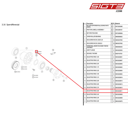 ADJUSTING RING 2,60 - 95033226811 [PORSCHE 996 GT3 Cup]