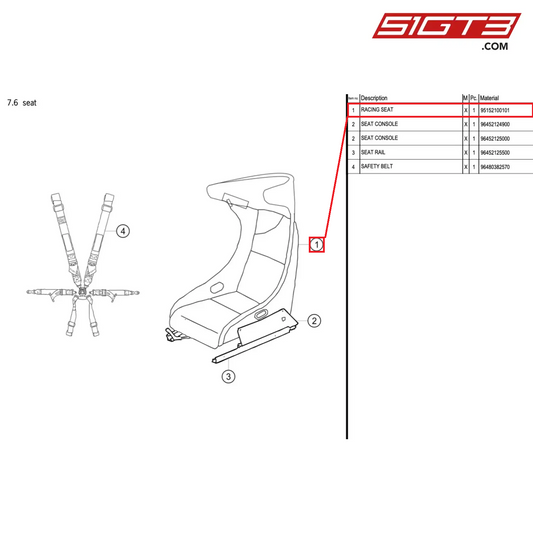 RACING SEAT - 95152100101 [PORSCHE 964 Cup]