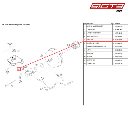 Rubber seal - 95835592200 [PORSCHE 718 Cayman GT4 Clubsport]