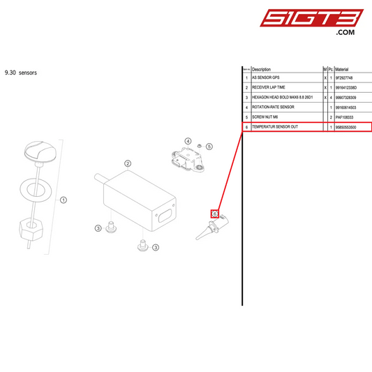 TEMPERATUR SENSOR OUT - 95850553500 [PORSCHE 911 GT2 RS Clubsport]