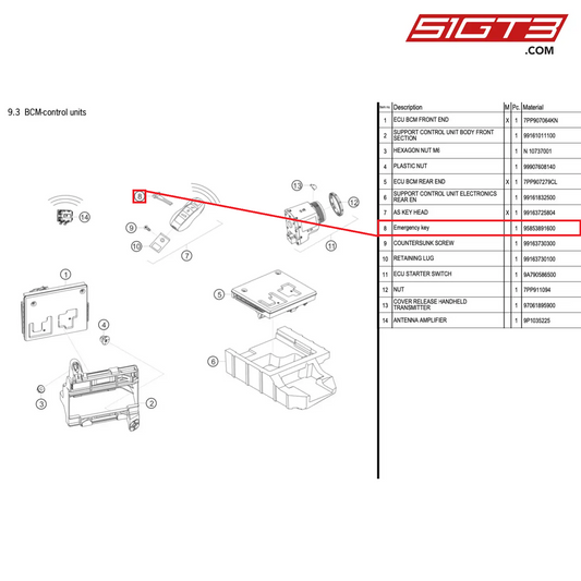 Emergency key - 95853891600 [PORSCHE 718 Cayman GT4 Clubsport]