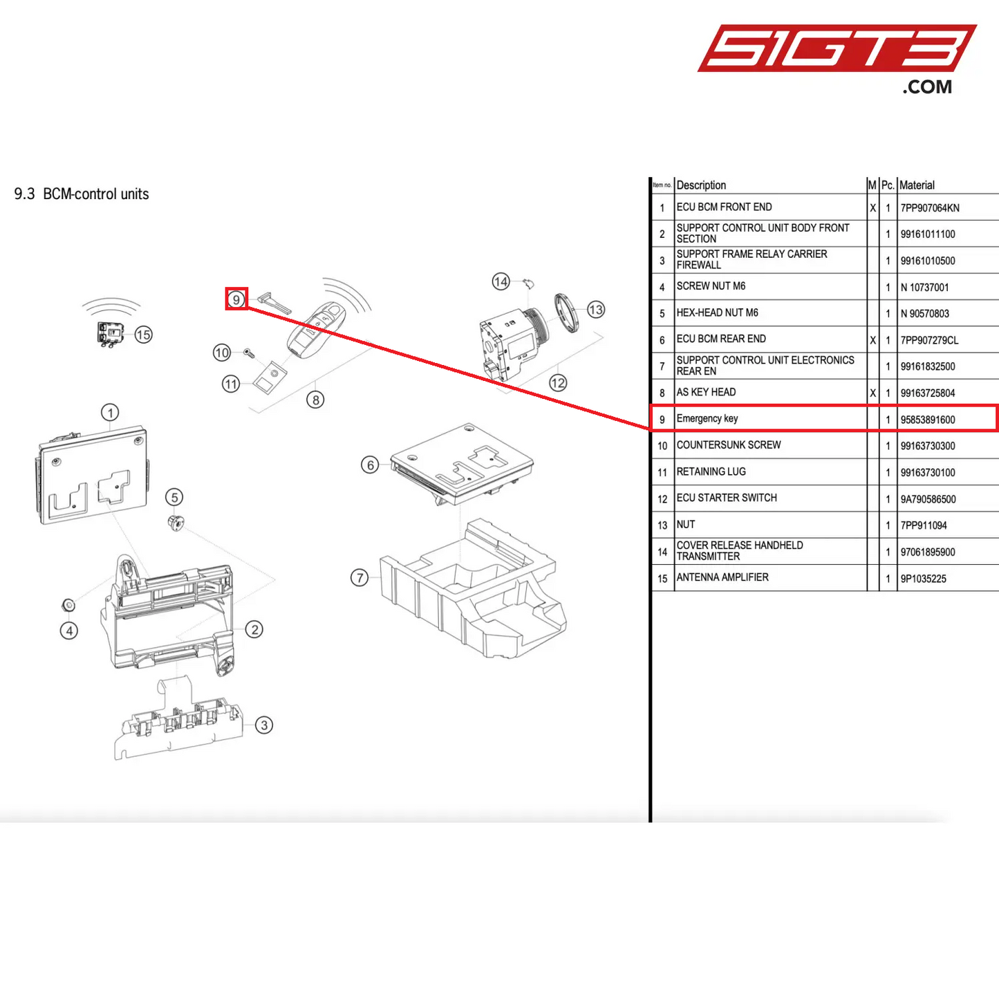 Emergency key - 95853891600 [PORSCHE 911 GT2 RS Clubsport]