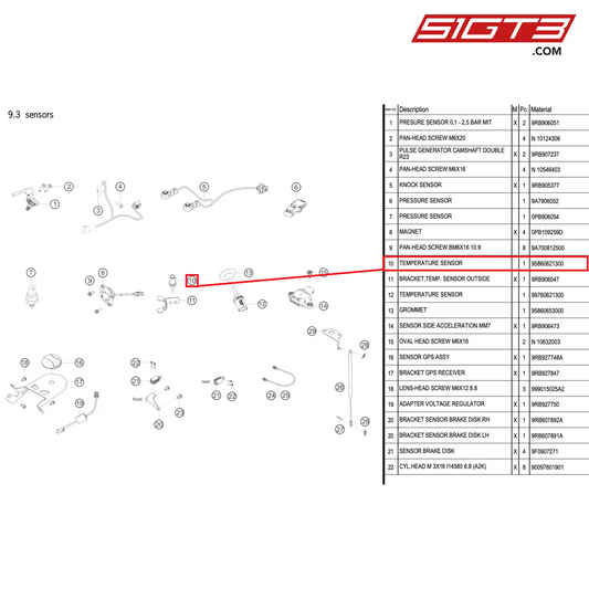 TEMPERATURE SENSOR - 95860621300 [PORSCHE 992.1 GT3 R]