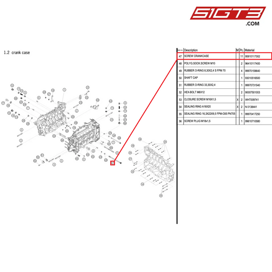 SCREW CRANKCASE - 95910117302 [PORSCHE 996 GT3 Cup]