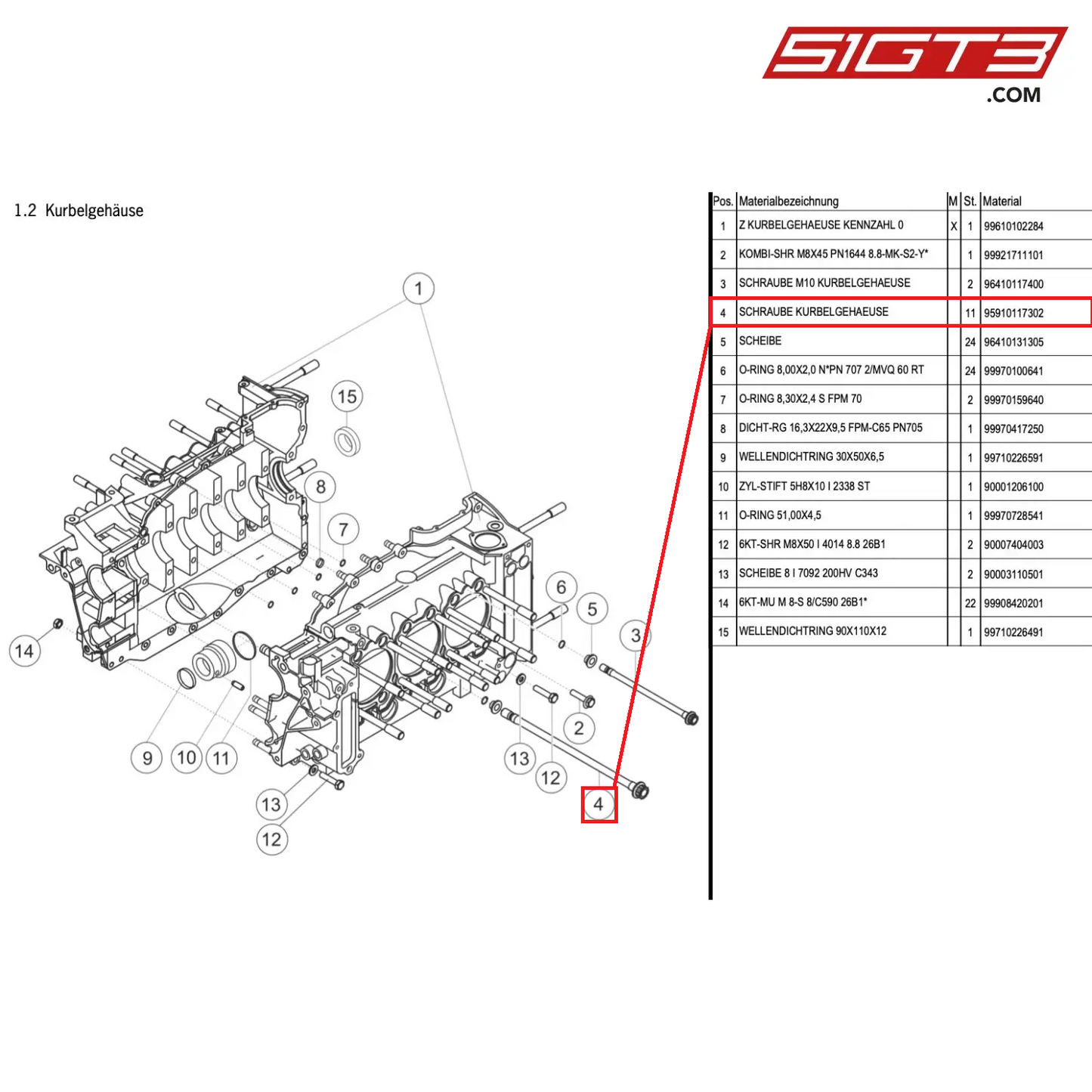 SCREW CRANKCASE - 95910117302 [PORSCHE 997.1 GT3 R]