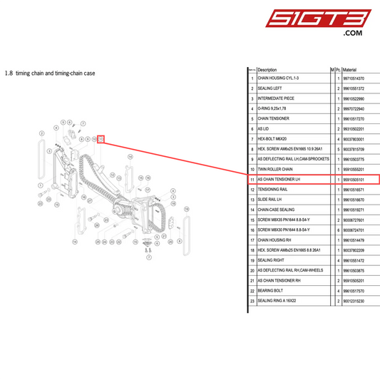 AS CHAIN TENSIONER LH - 95910505101 [PORSCHE 996 GT3 Cup]