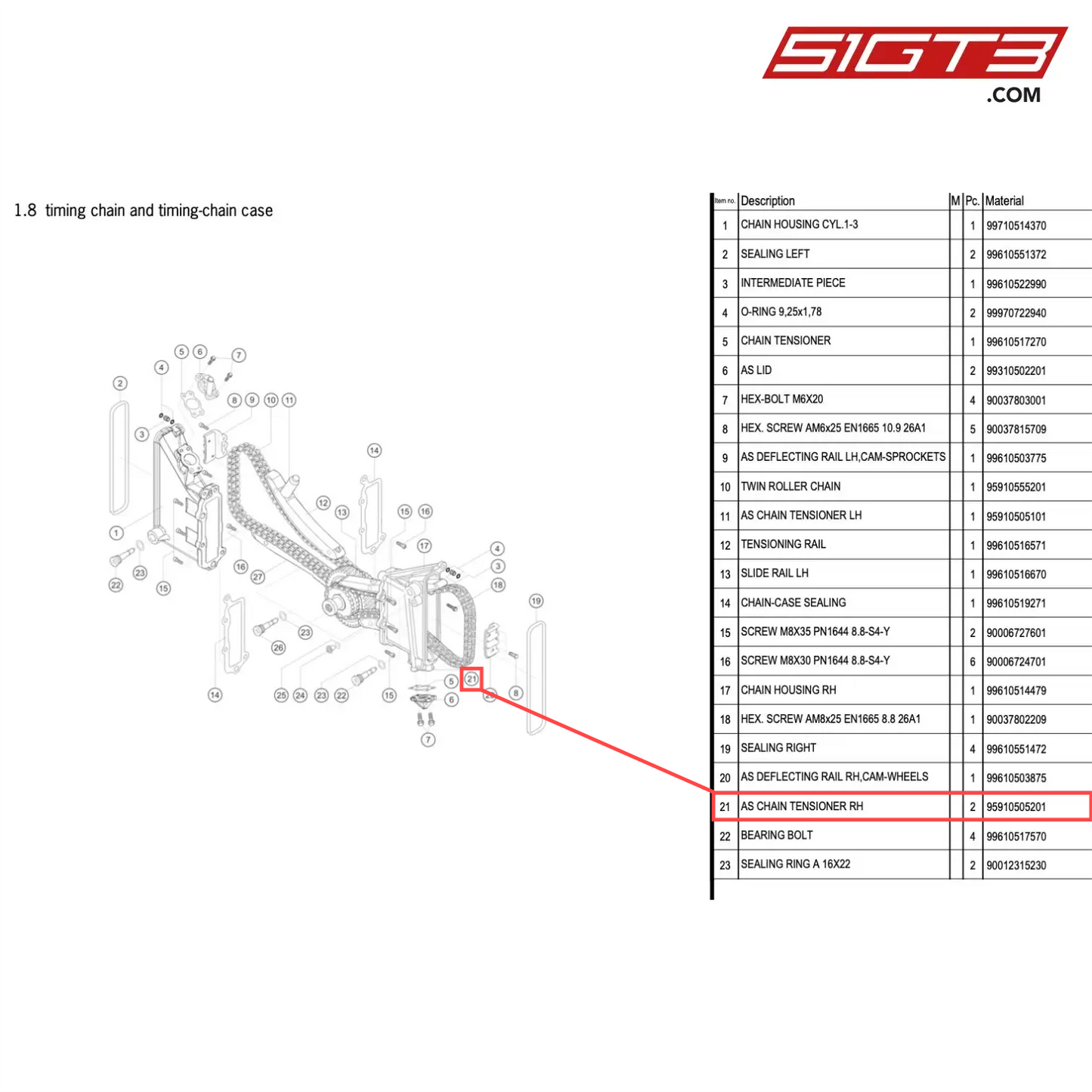 AS CHAIN TENSIONER RH - 95910505201 [PORSCHE 996 GT3 Cup]