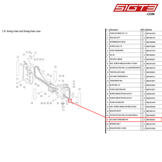 AS CHAIN TENSIONER RH - 95910505201 [PORSCHE 996 GT3 Cup]