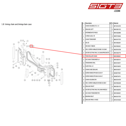 TWIN ROLLER CHAIN - 95910555201 [PORSCHE 996 GT3 Cup]