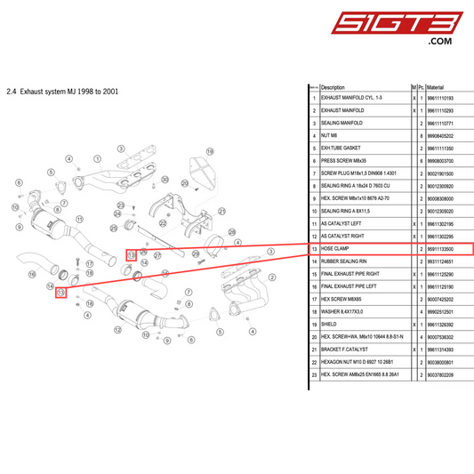 HOSE CLAMP - 95911133500 [PORSCHE 996 GT3 Cup]