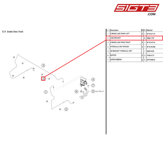 LINE BRACKET - 95B611797 [PORSCHE 992.1 GT3 Cup]