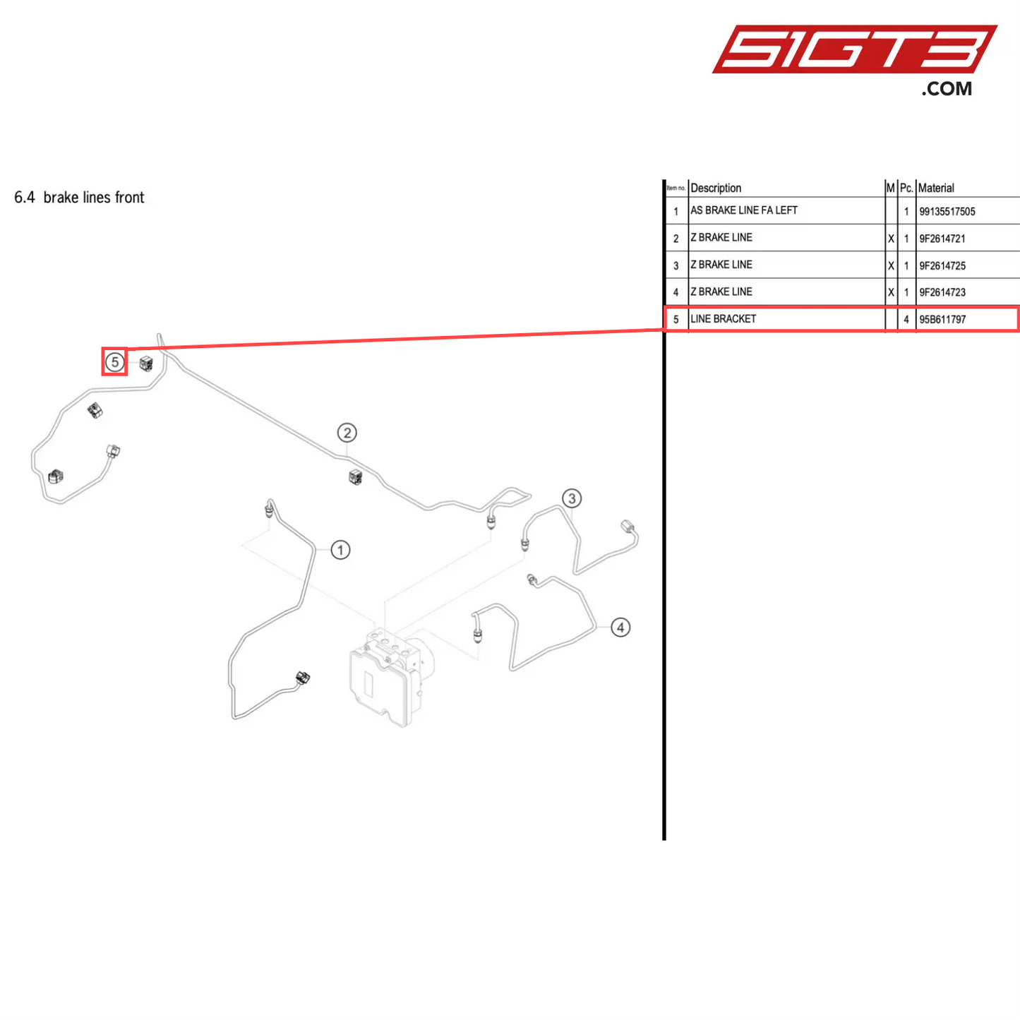 LINE BRACKET - 95B611797 [PORSCHE 718 Cayman GT4 RS Clubsport]