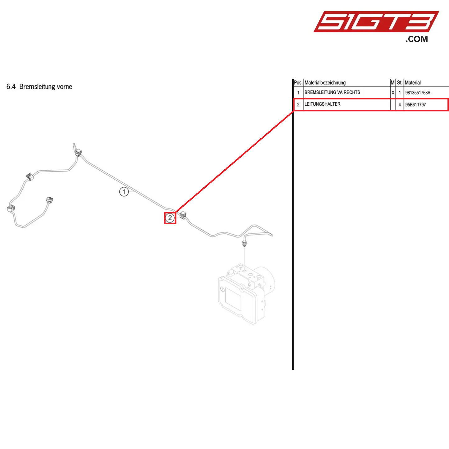 LINE BRACKET - 95B611797 [PORSCHE Cayman 981 GT4 Clubsport]