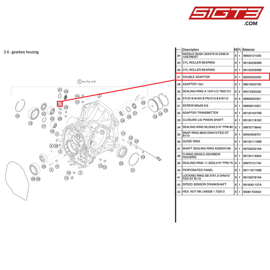 ダブルアダプター - 96235552200 [ポルシェ 991.1 GT3 R]