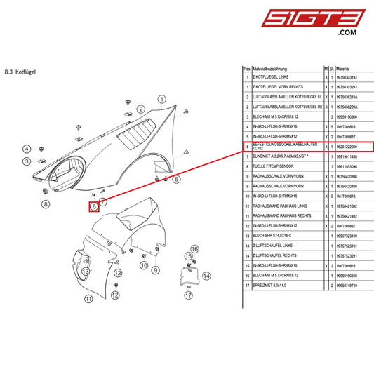 ファスニングベース - 96261222000 [ポルシェ 997.1 GT3 R]