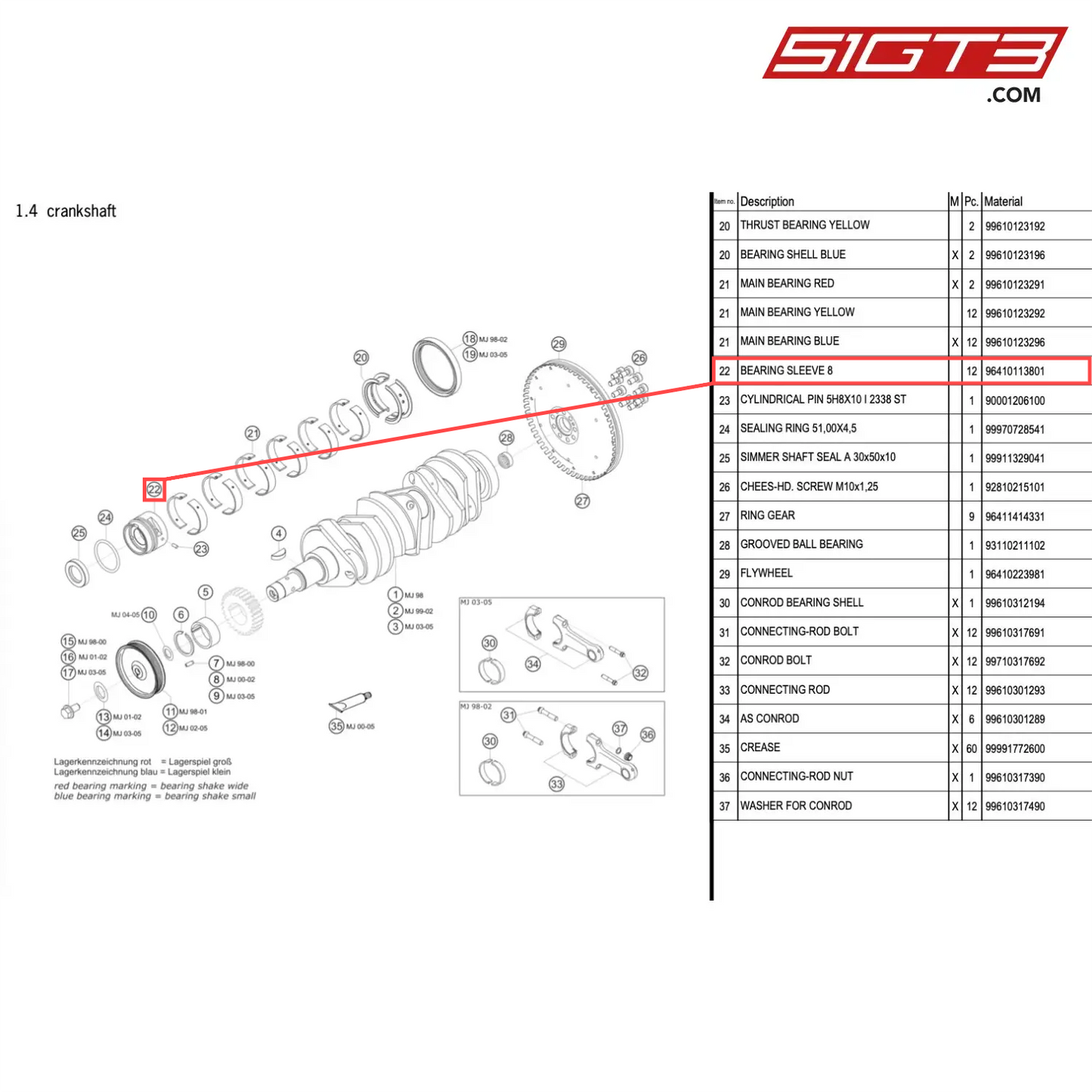 BEARING SLEEVE 8 - 96410113801 [PORSCHE 996 GT3 Cup]