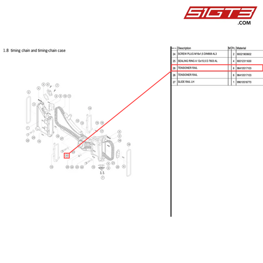 TENSIONER RAIL - 96410517103 [PORSCHE 996 GT3 Cup]