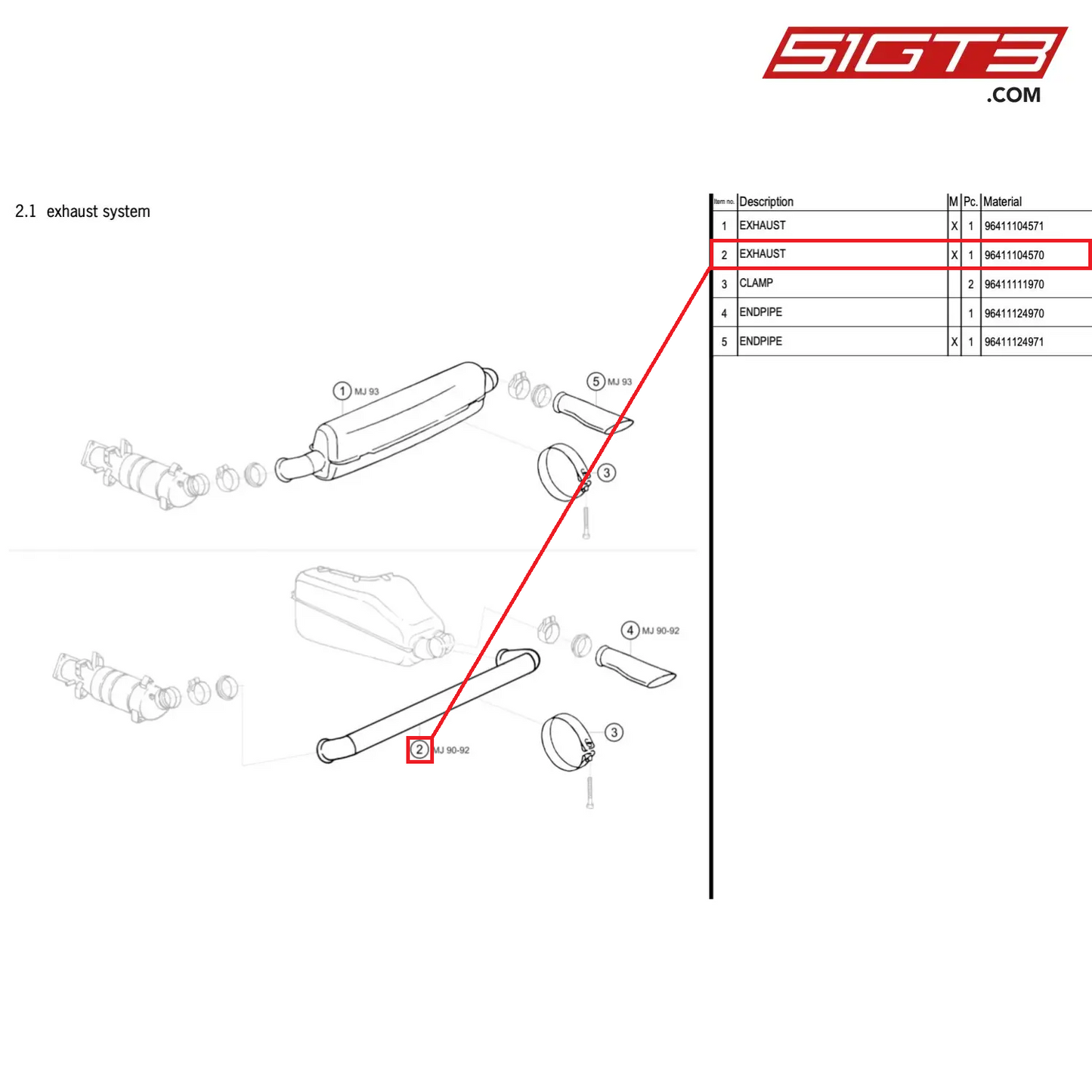 EXHAUST - 96411104570 [PORSCHE 964 Cup]