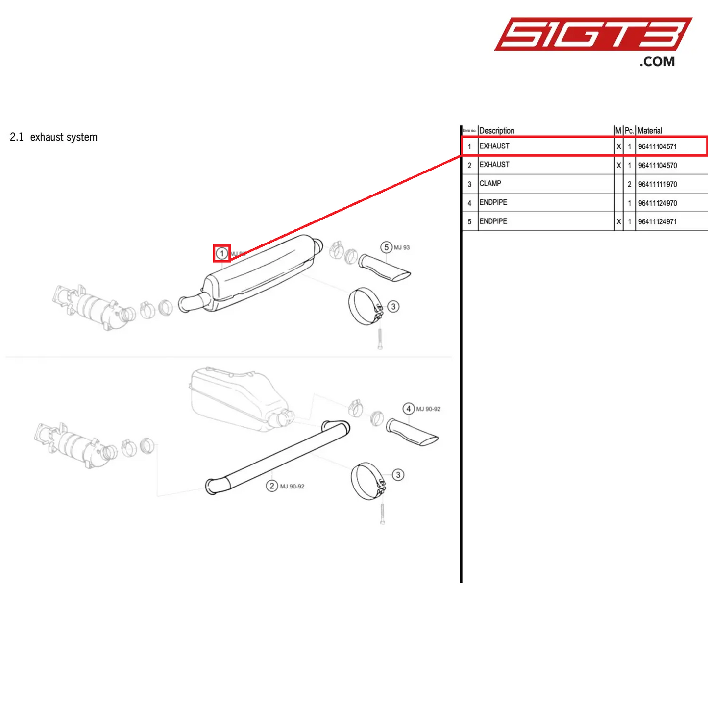 EXHAUST - 96411104571 [PORSCHE 964 Cup]