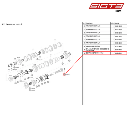 DISK FOR LUBRICATION D=14,5 - 96430233501 [PORSCHE 996 GT3 Cup]