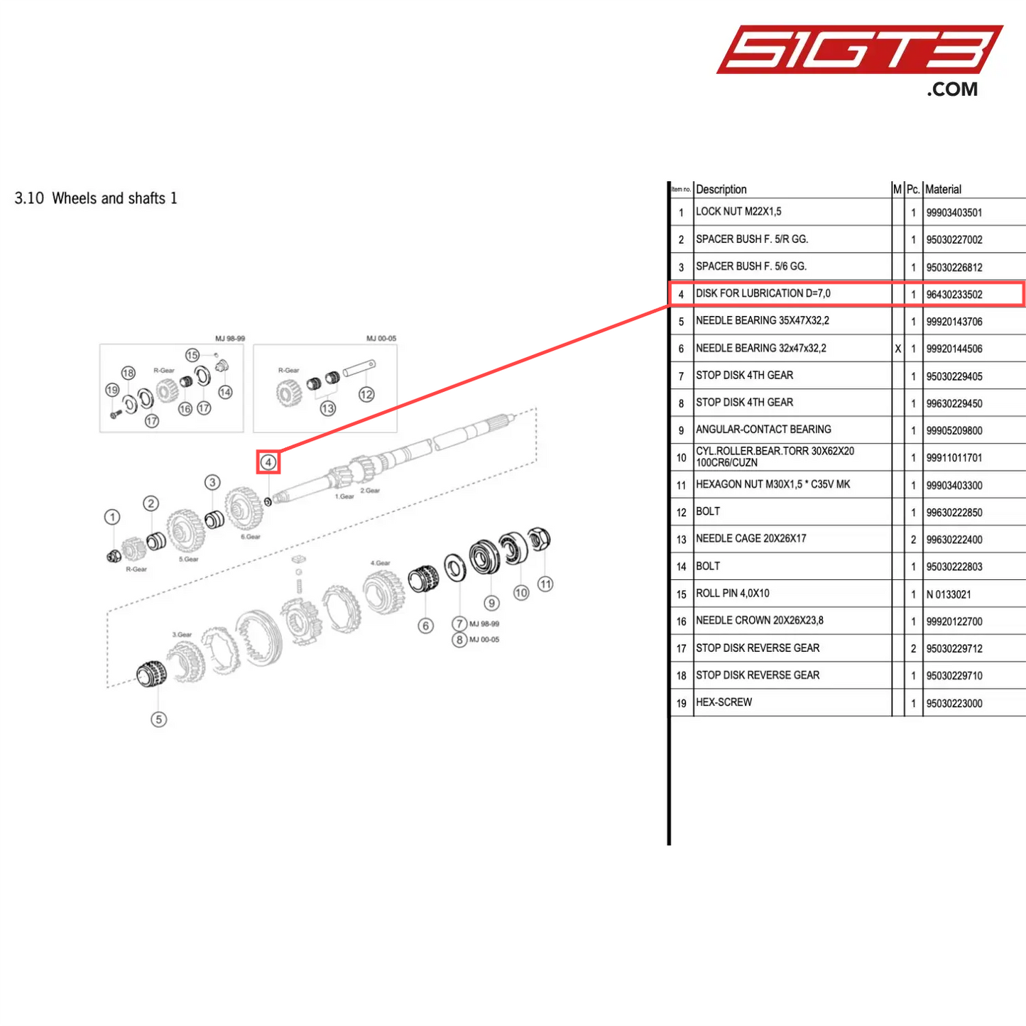 DISK FOR LUBRICATION D=7,0 - 96430233502 [PORSCHE 996 GT3 Cup]