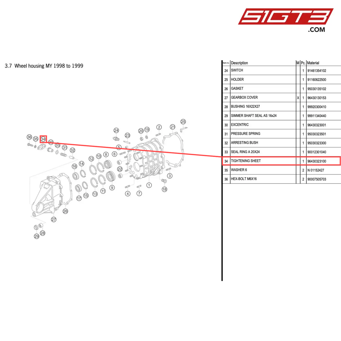 TIGHTENING SHEET - 96430323100 [PORSCHE 996 GT3 Cup]