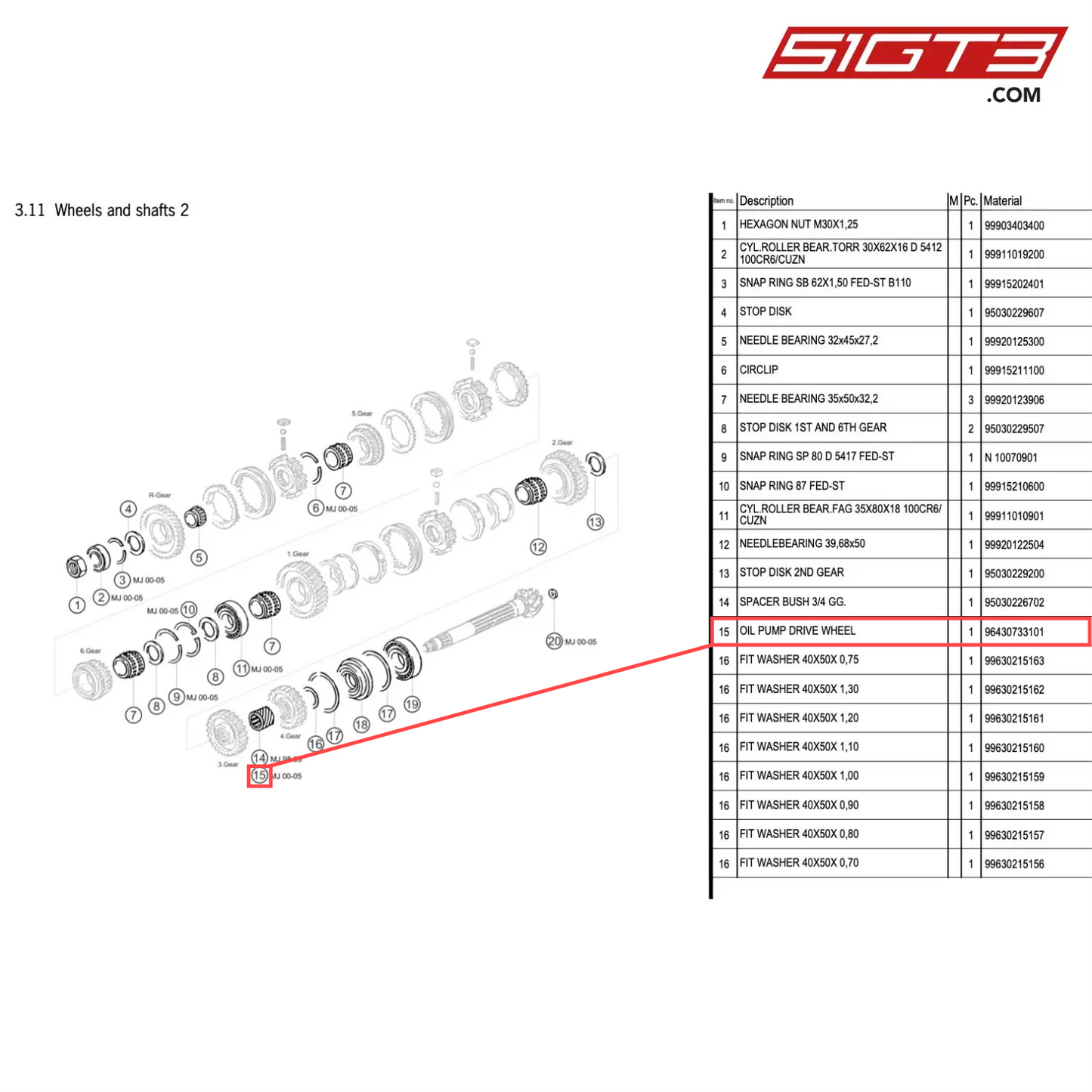 OIL PUMP DRIVE WHEEL - 96430733101 [PORSCHE 996 GT3 Cup]