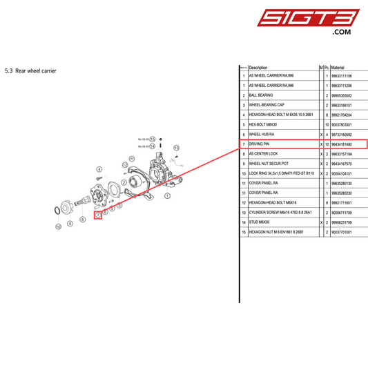 DRIVING PIN - 96434161480 [PORSCHE 996 GT3 Cup]