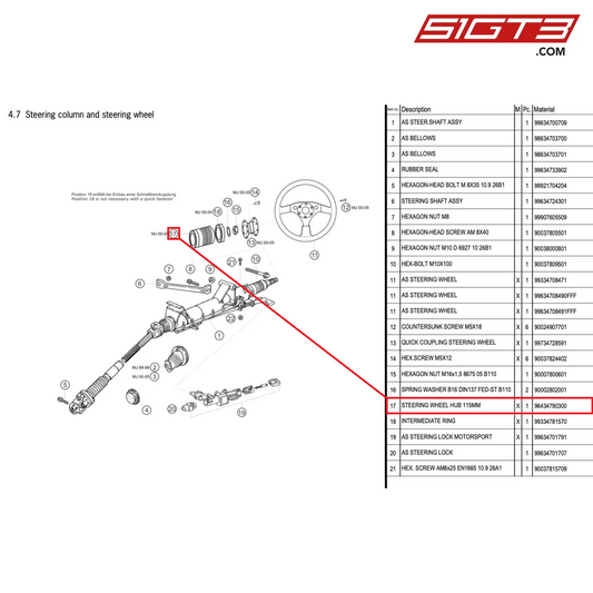 STEERING WHEEL HUB 115MM - 96434790300 [PORSCHE 996 GT3 Cup]