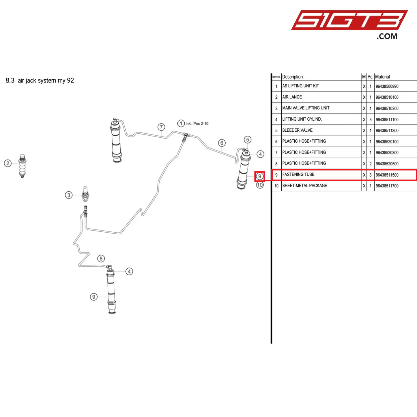 FASTENING TUBE - 96438511500 [PORSCHE 964 Cup]